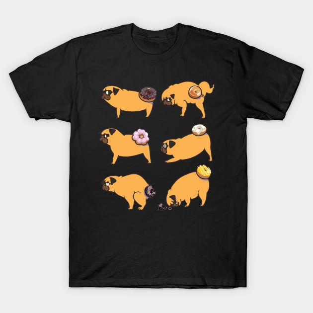 Pug Donuts T-Shirt by huebucket